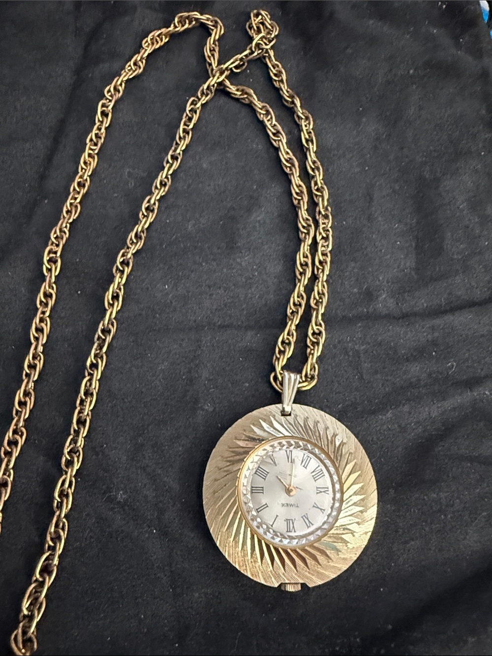 Gold-Tone Sunburst Locket Watch Necklace - Women Jewelry